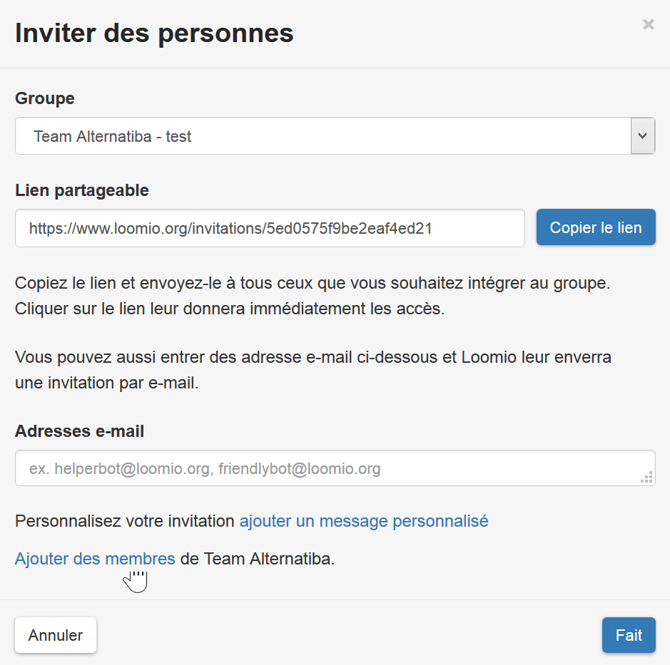 Inviter des personnes