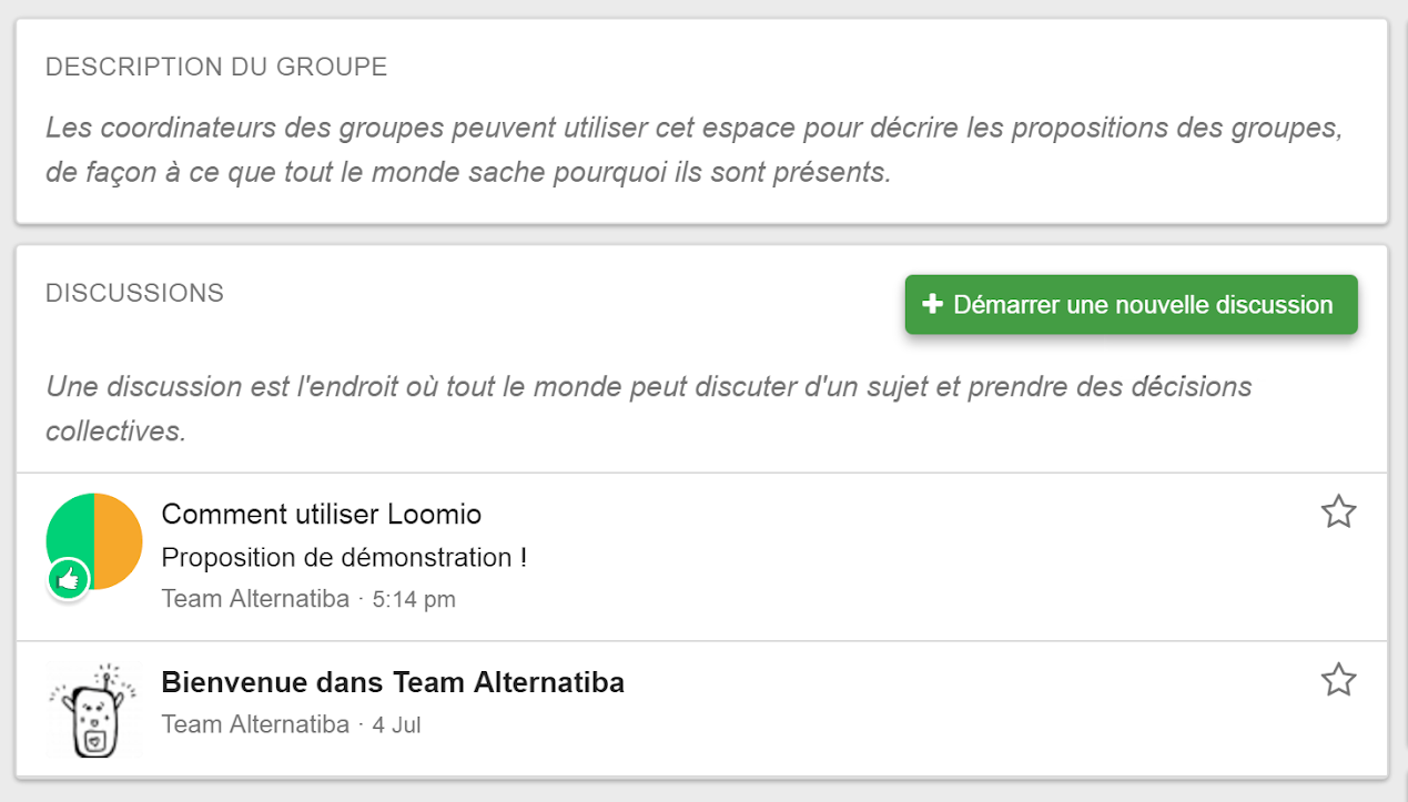 Bouton pour démarrer une nouvelle discussion