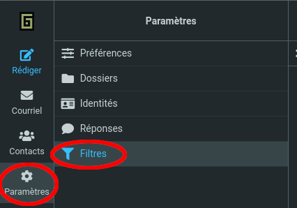 Accéder au menu "filtres"