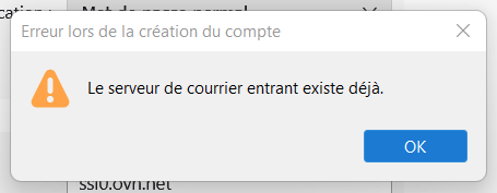 Message d'erreur Thunderbird : le serveur de courrier entrant n'existe pas