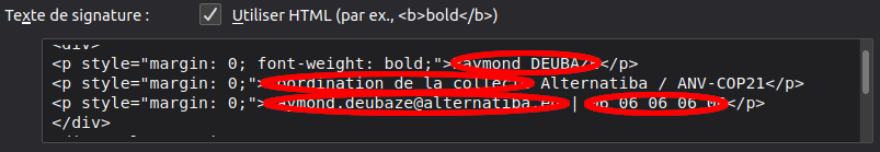 Exemple de code de signature
